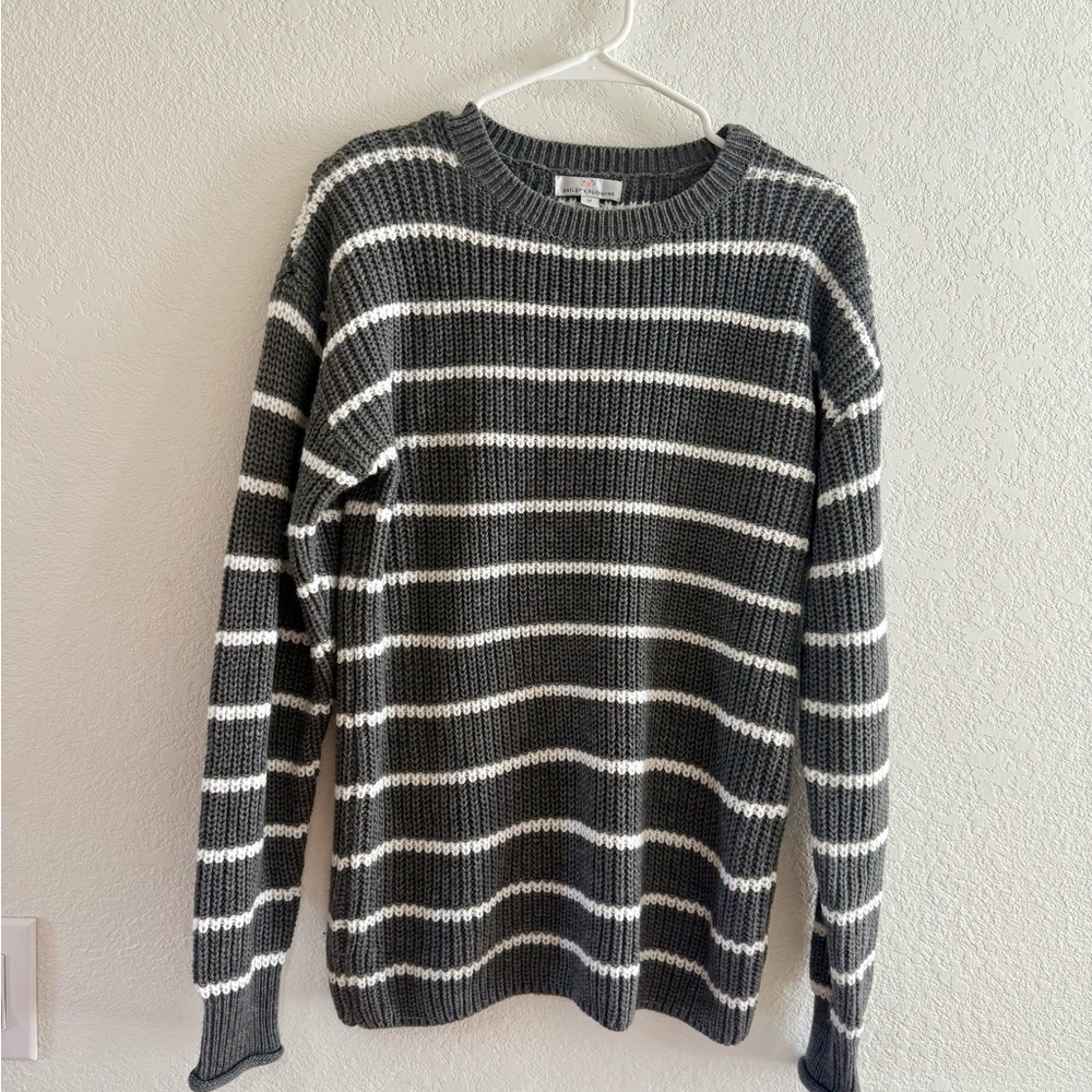 Classic Striped Gray and White Women's Sweater